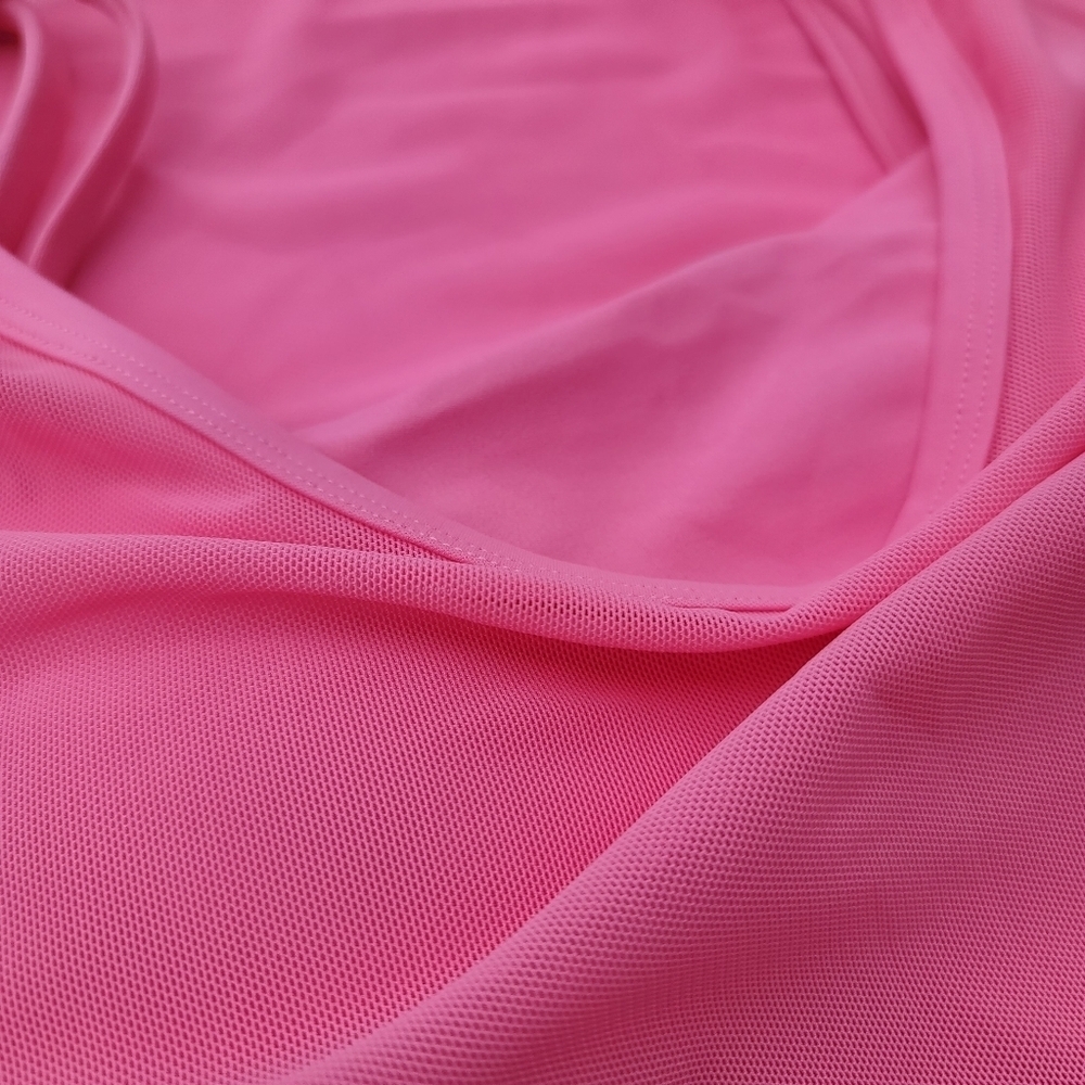 Pedigree Double Layered Mesh Crop Tee with Sports Bra Liner | Pink - Picture 5 of 10